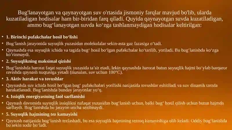Qaynash va bug'lanish 3