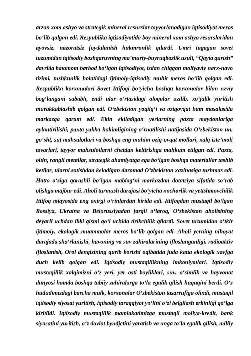 IQTISODIY ISLOHOTLAR, XUSUSIY MULKCHILIKNING SHAKLLANISHI. O‘ZBEKISTONDA BOZOR MUNOSABATLARINING RIVOJLANISHI. 3