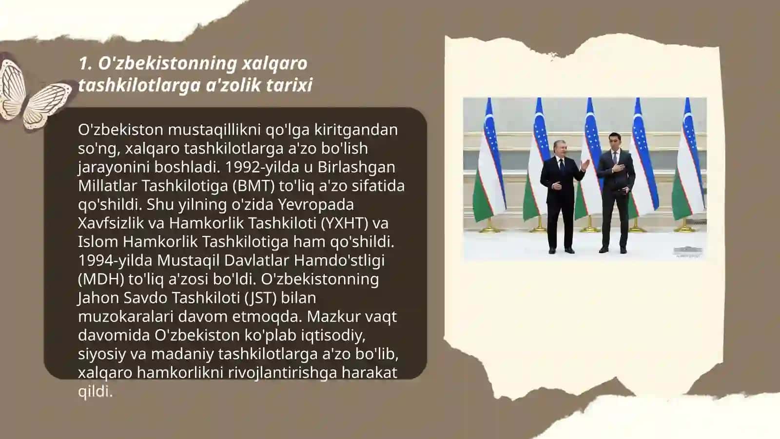 O'zbekistonning xalqaro tashkilotlar bilan hamkorlik aloqalari 3