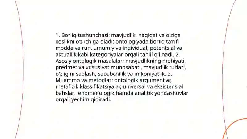 Borliq falsafasi (ontologiya) 3