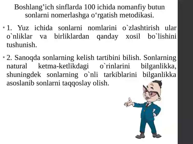Boshlangʽich sinflarda 100 ichida nomanfiy butun sonlarni nomerlashga o‘rgatish metodikasi 3