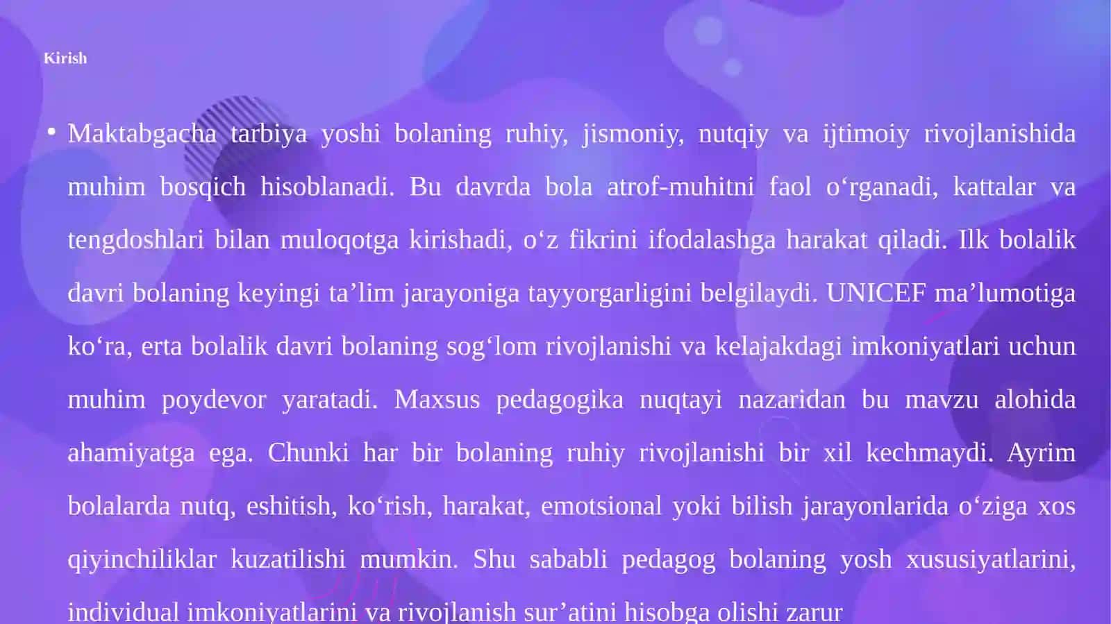 Maktabgacha tarbiya yoshida bolalar ruhiy rivojlanishi o‘ziga xos hususiyatlari 3