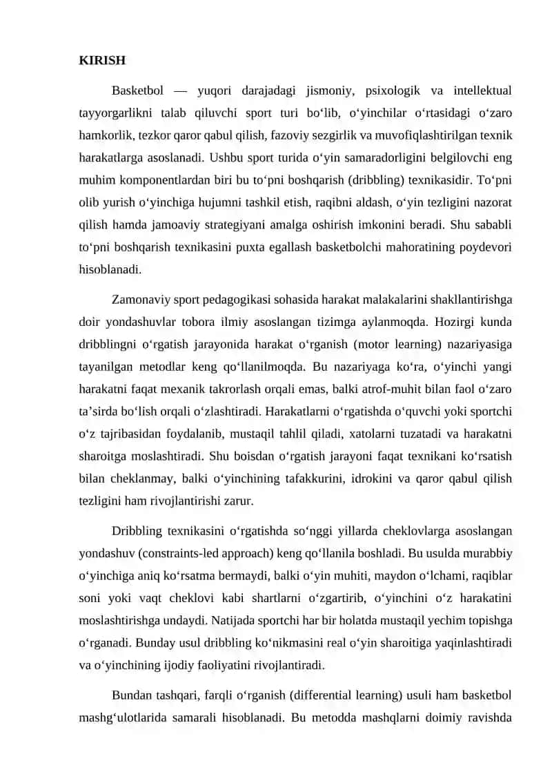 Basketbol o’yinida To'pni boshqarish (to'pni olib yurish) texnikasini orgatish 3