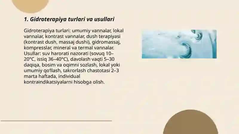 Gidroterapiya muolajalari. Asoratlari kuzatilganda birinchi yordam koʻrsatish 3