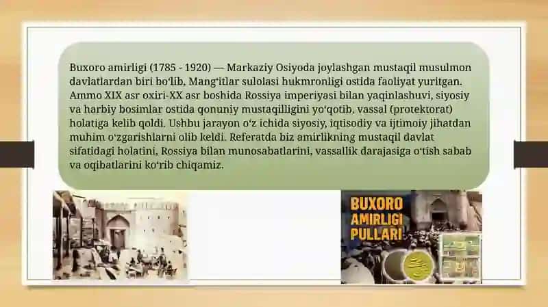 Taqdimot Buxoro amirligining vassal davlatga aylantirilishi 3