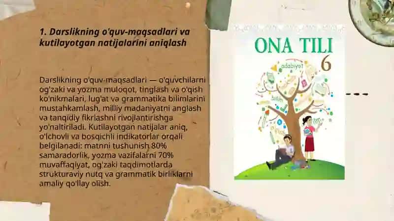 Umumiy oʻrta ta’lim maktablarining 6-sinf “Ona tili” darsligi mazmunini oʻrganish boʻyicha metodik tavsiyalar berish 3