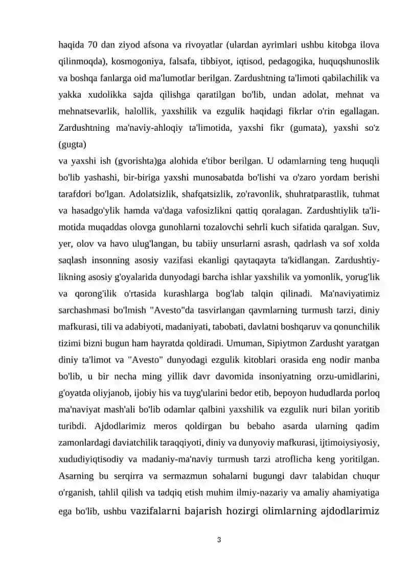 “AVESTO” DA HUQUQIY TARTIBOT MASALALARINING YORITILISHI” 3