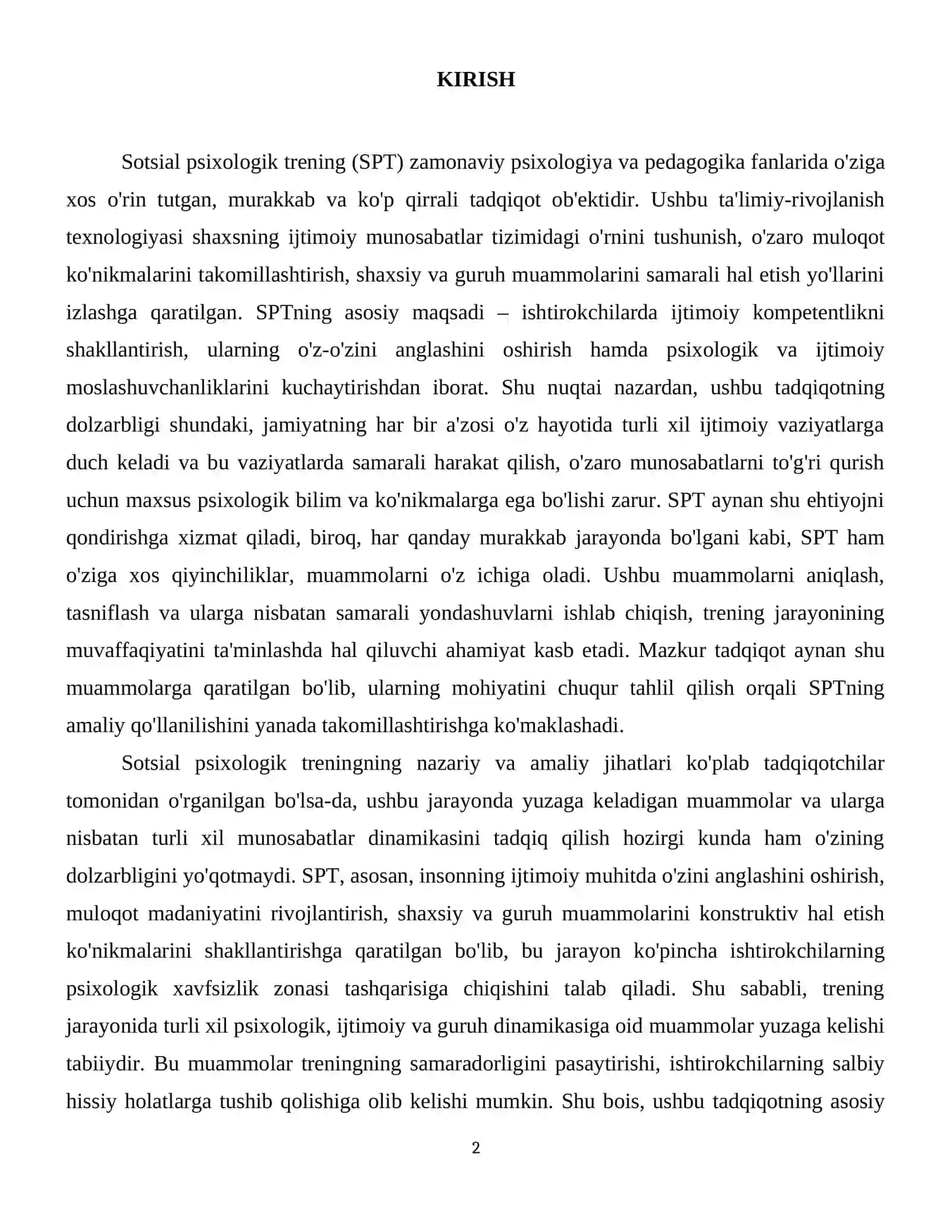 Sotsial psixologik treningni turli xil koʻrinishdagi muammolariga boʻlgan munosabatlari 3