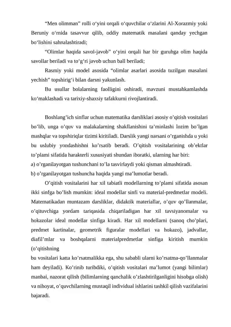Boshlang'ich sinf matematika darslarida o'rta osiyolik olimlar ijodidan foydalanish 3