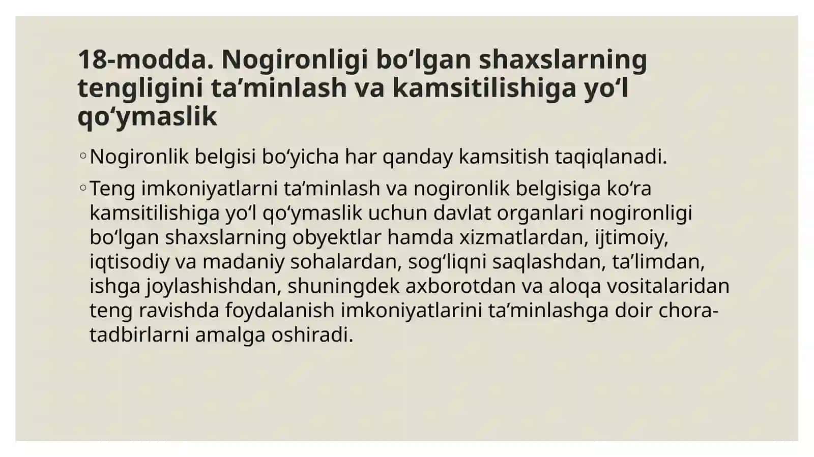 Nogiron shaxslar hayot faoliyati uchun zarur shart-sharoitlardan foydalanishning huquqiy me`yoriy asoslari 3