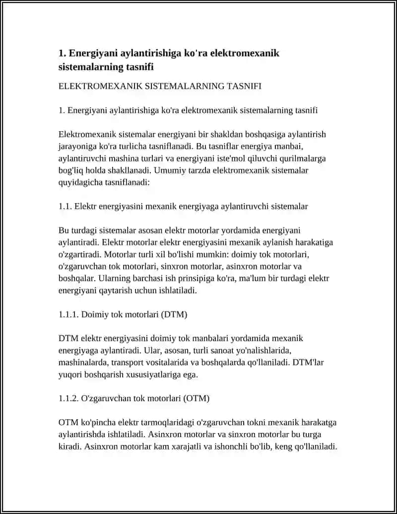 Elektromexanik Sistemalarning Tasnifi 3