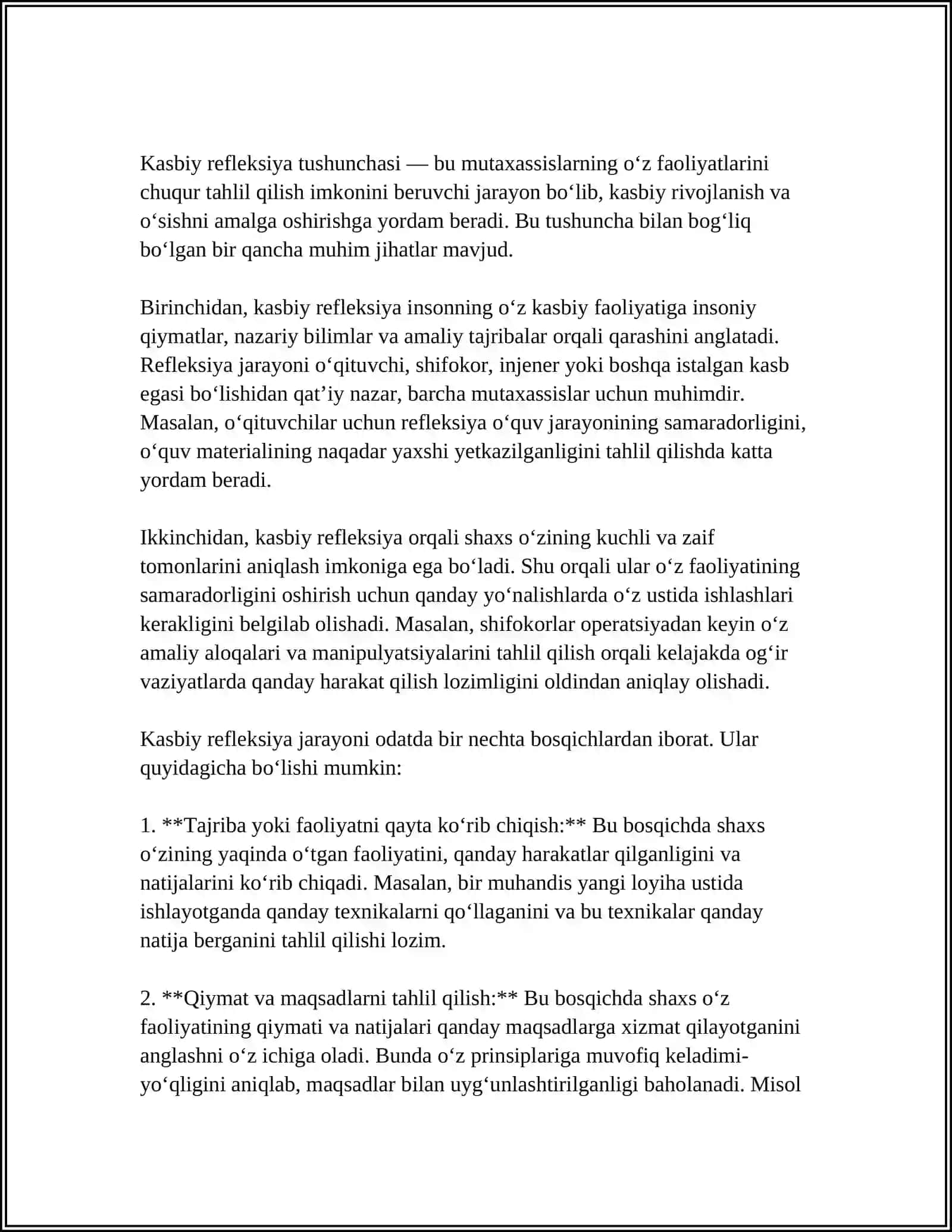 TARBIYACHI PEDAGOGIK FAOLIYATIDA KASBIY REFLEKSIYANING O’RNI 3