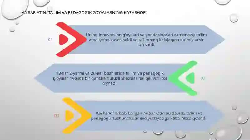 XIX asrning ikkinchi yarmi va XX asr boshlarida ta'lim va pedagogik fikrlar (Anbar Otin, Furqat, Saidahmad Siddiqiy, Abdulla Avloniylarning ta'lim-tarbiya taraqqiyotida tutgan o‘rni 3