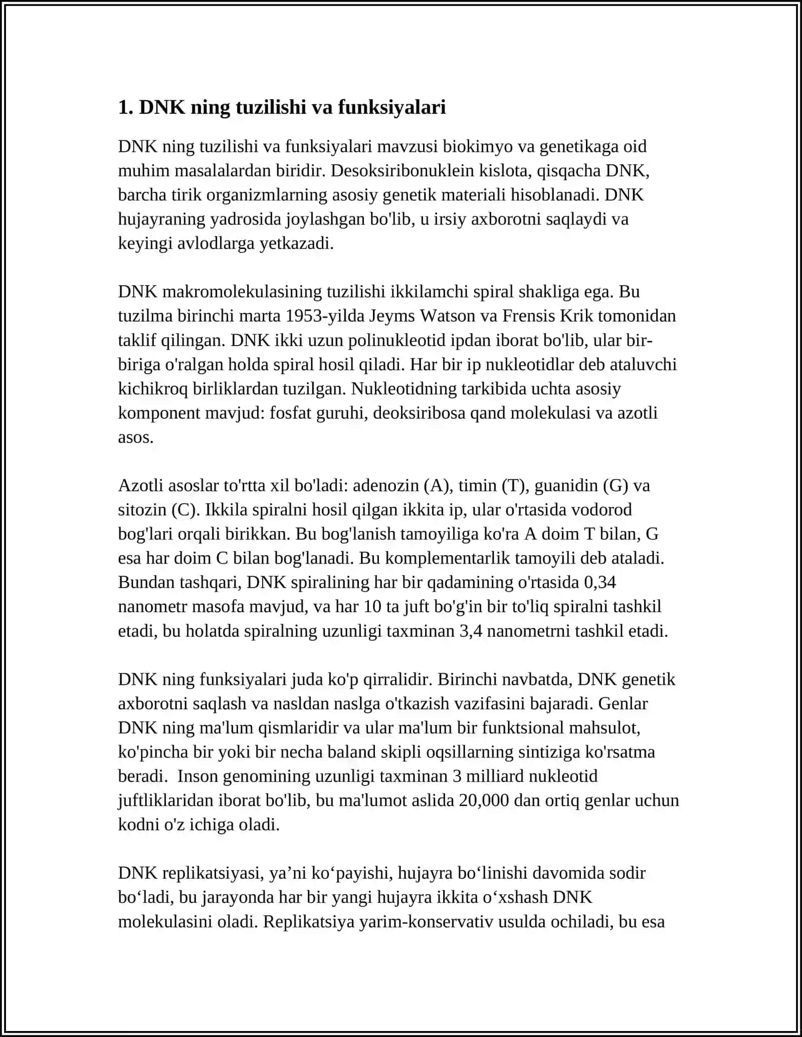 DNK NING OQSIL BIOSINTEZIFAGI ROLI GRNETIK INJENERIYA. O'ZGARUVCHANLIK VA UNING SHAKLLARI 3