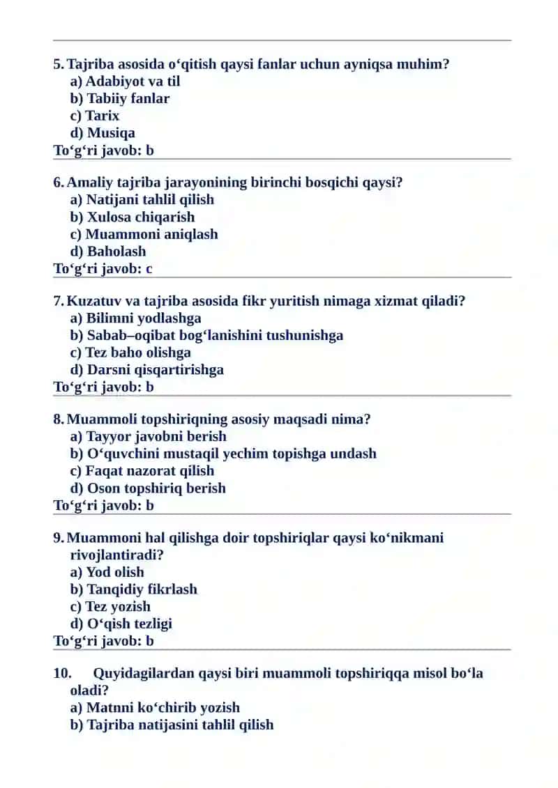 XALQARO BAHOLASH DASTURLARI ASOSIDA TABIIY FANLARNI OʻQITISH METODIKASI FANI 3