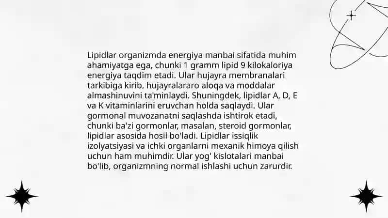 Lipidlarning ahamiyati.Yogʻlarni gidrogenlash va trans yoʻllar 3