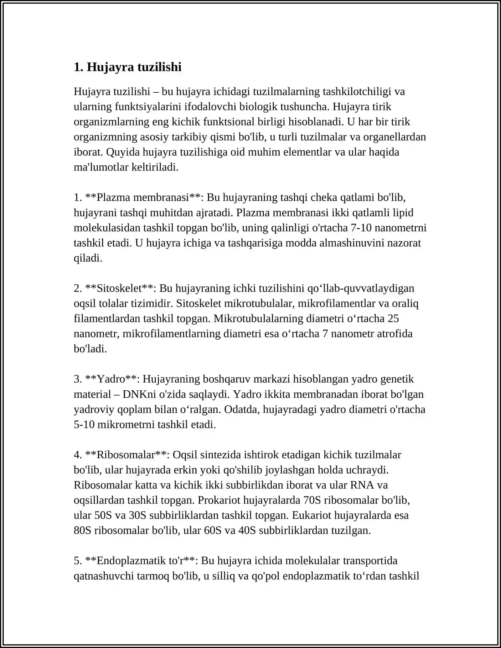 Hujayra tuzilishi 3