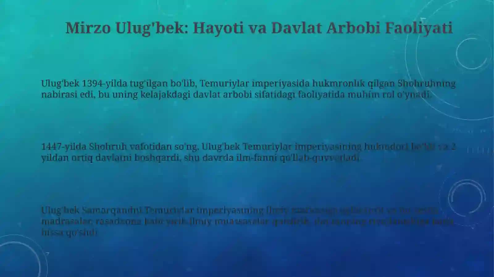 Mirzo Ulug'bek: Hayoti va Davlat Arbobi Faoliyati 3