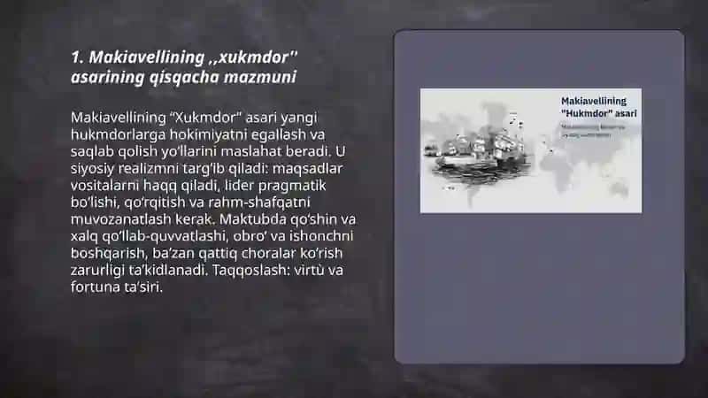 Makiavellining "Xukmdor" asari 3