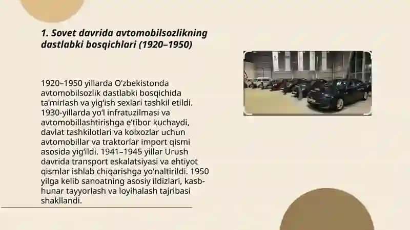 O'zbekistonda avtomobilsozlikning rivojlanish bosqichlari 3