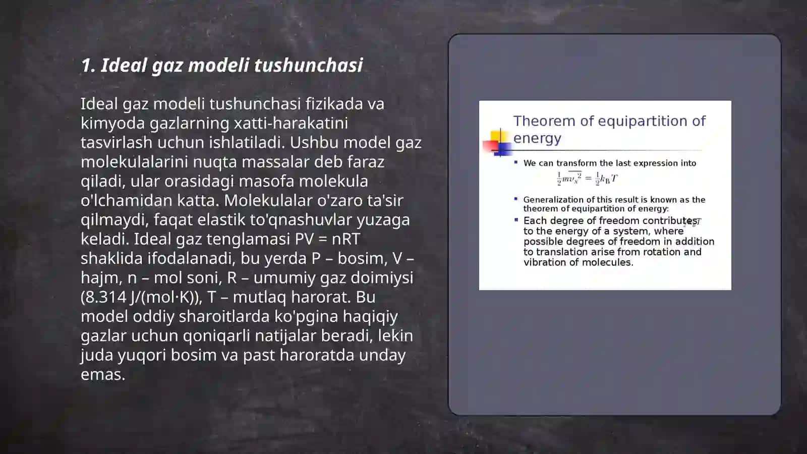 Ideal gaz modeli 3