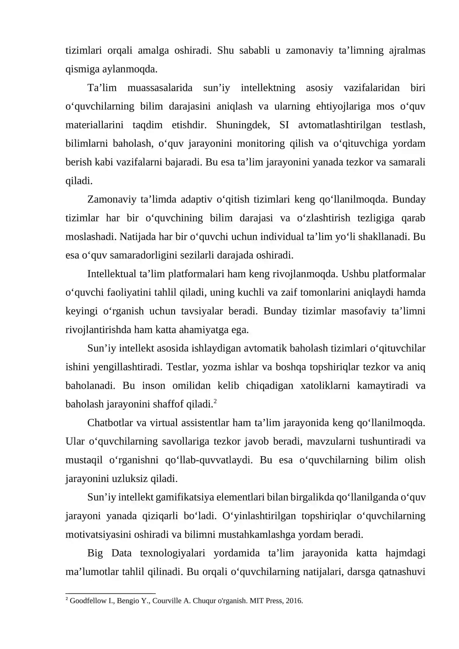 TA'LIM MUASSASALARIDA FANLARNI O'QITISHDA SUN'IY INTELLEKT TEXNOLOGIYALARINING ZAMONAVIY TENDENSIYALARI VA RIVOJLANISH ISTIQBOLLARI 3