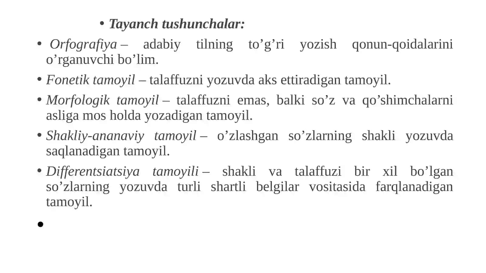 ORFOGRAFIYA (IMLO) O’ZBEK IMLOSI VA UNING ASOSIY TAMOILLARI 3