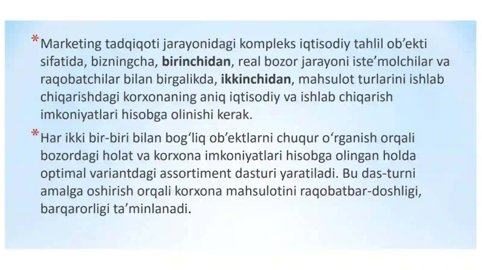 Xo‘jalik yurituvchi sub’ektLarning marketing faoliyatida tahlil 3