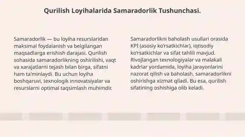 Qurilishdaloyihalarning samaradorligini baholash 3