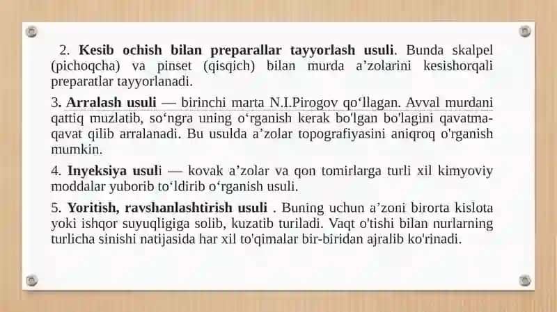 Anatomiyani o‘rganish usullari. Tana o‘qi va sathlari 3