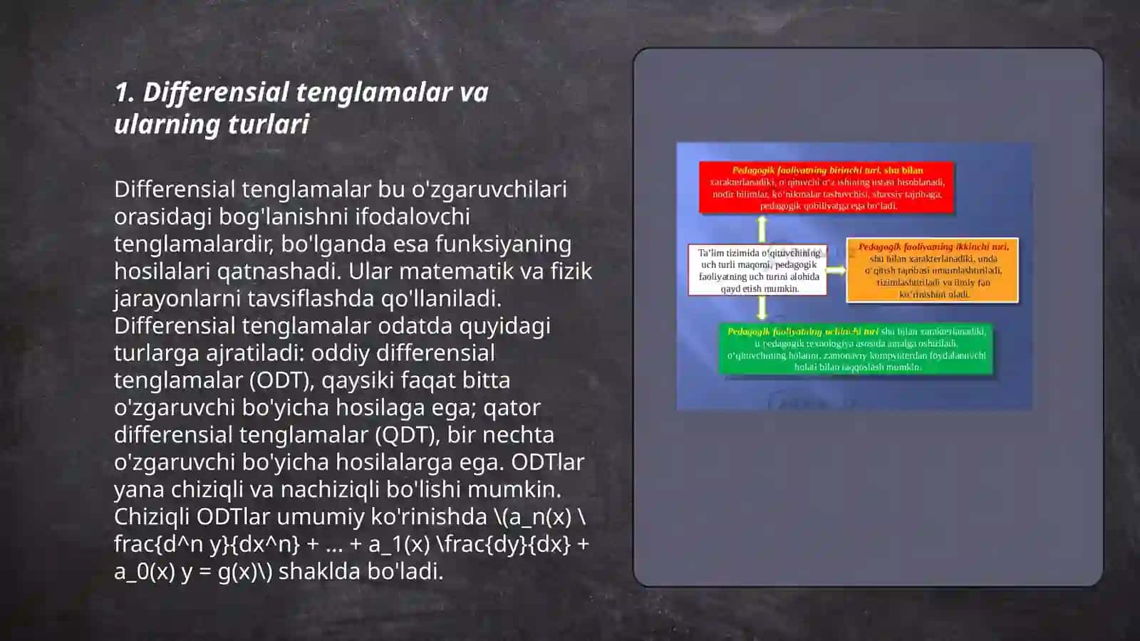 Tibbiy -biologik mazmundagi differensial tenglamalarni tuzish va yer yechish 3