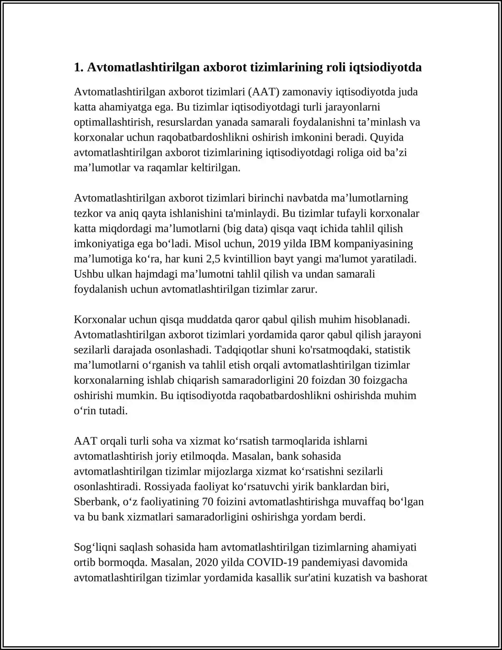 Avtomatlashtirilgan axborot tizimlari 3