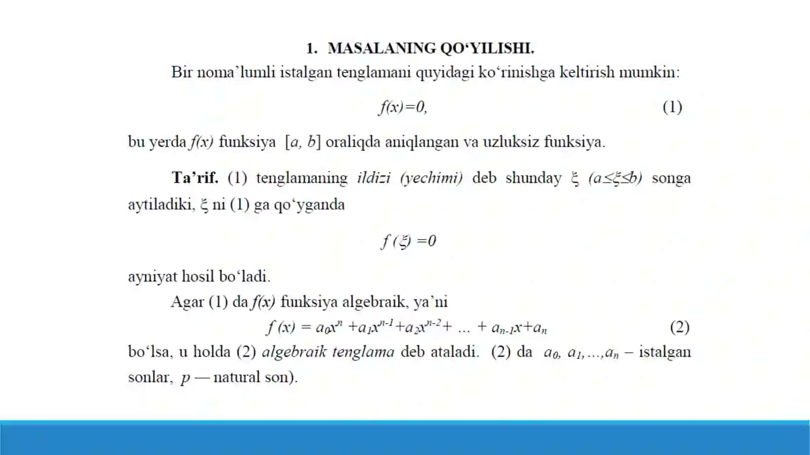 Bir noma’lumli chiziqsiz tenglamalarnitaqribiy yеchish 3