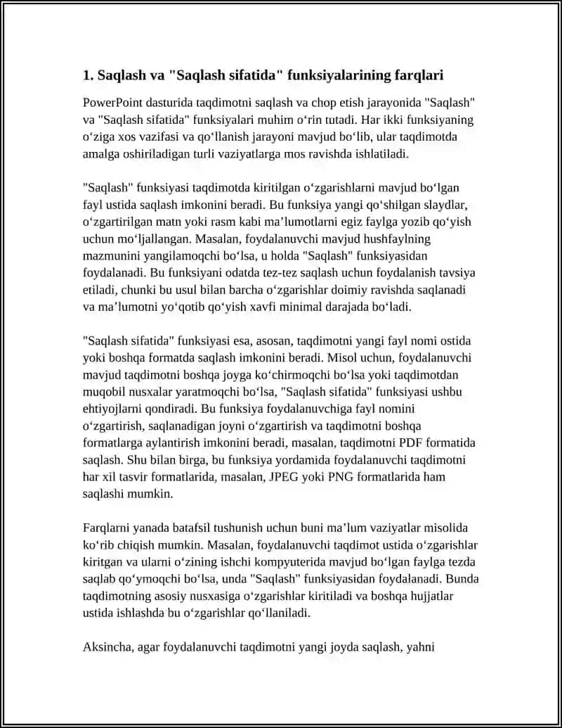 POWER POINT DASTURIDA TAQDIMOTNI SAQLASH VA CHOP ETISH 3