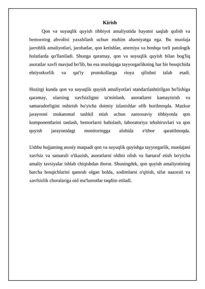 Qon va suyuqlik quyish tibbiyot amaliyotida hayotni saqlab qolish 3