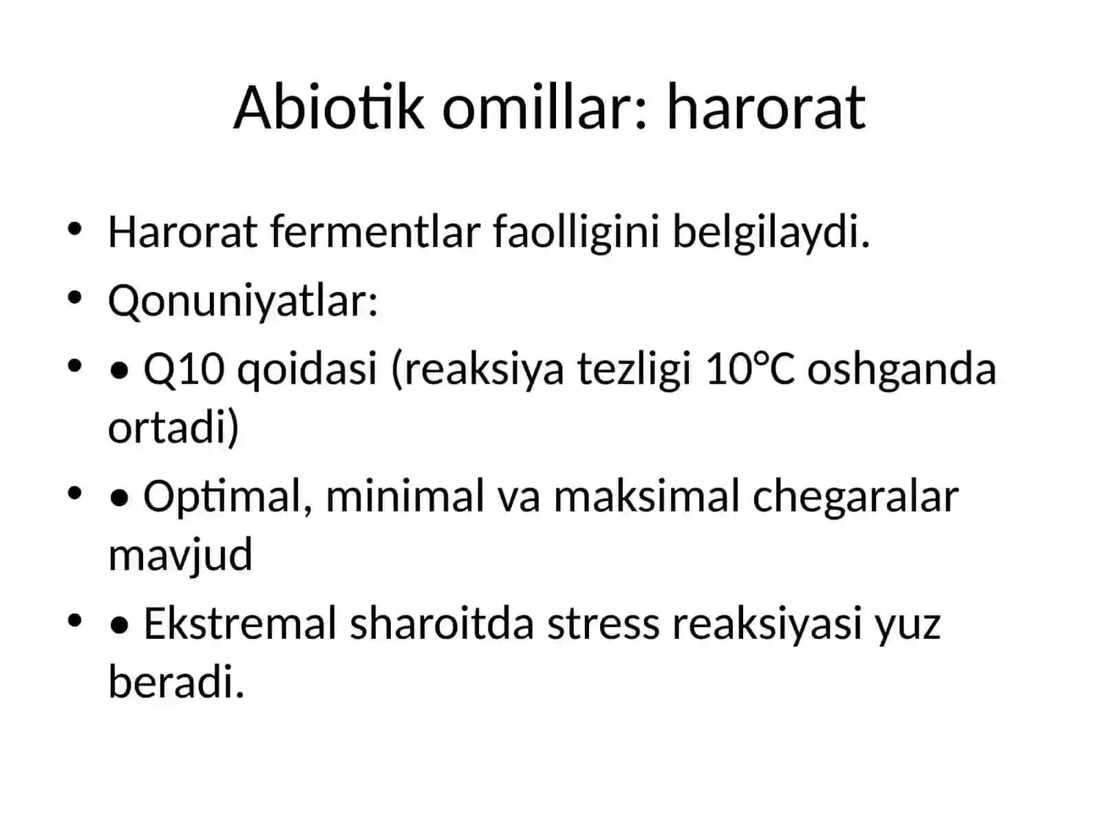 EKOLOGIK OMILLAR VA ULARNING ORGANIZMGA TA'SIRI 3
