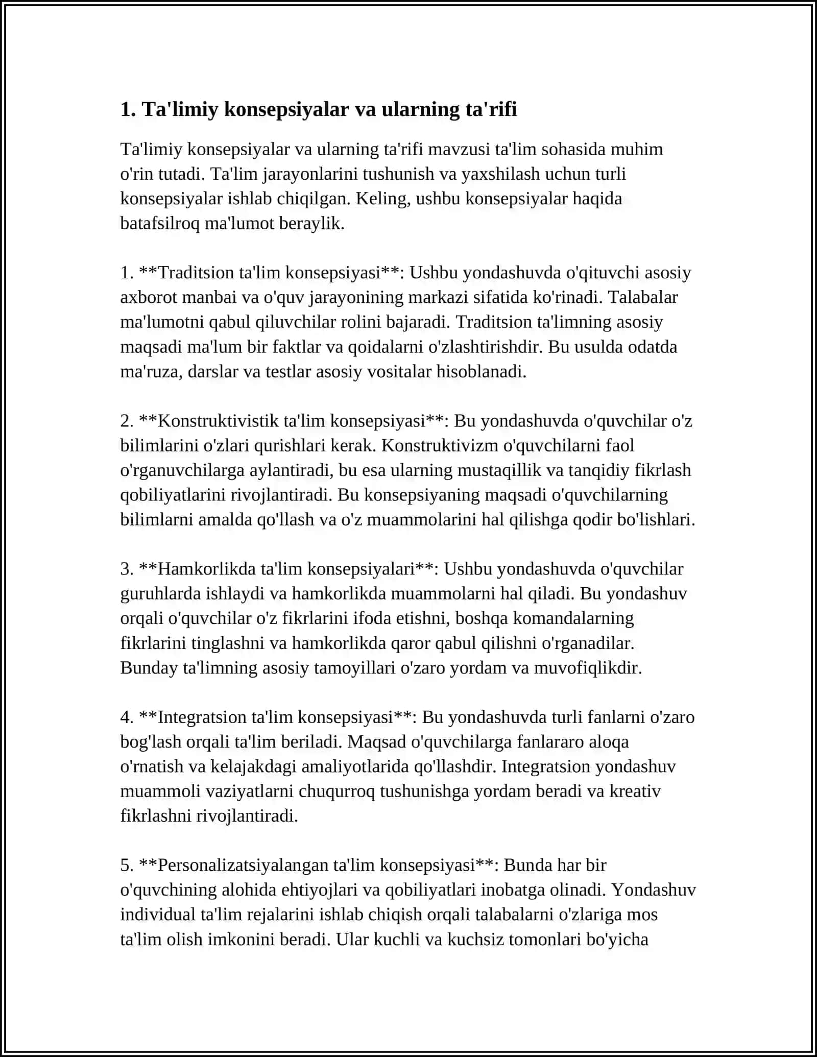 TA'LIMIY KONSEPSIYALARNING UMUMIY TAVSIFI, MAZMUNI VA MOHIYATI 3