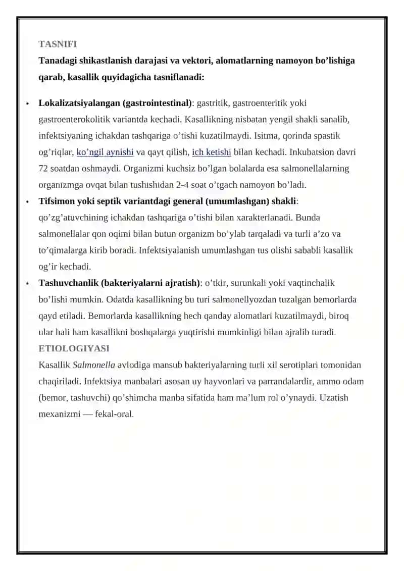 Salmonellyoz yuqumli kasallik qo'zg'atuvchilari 3