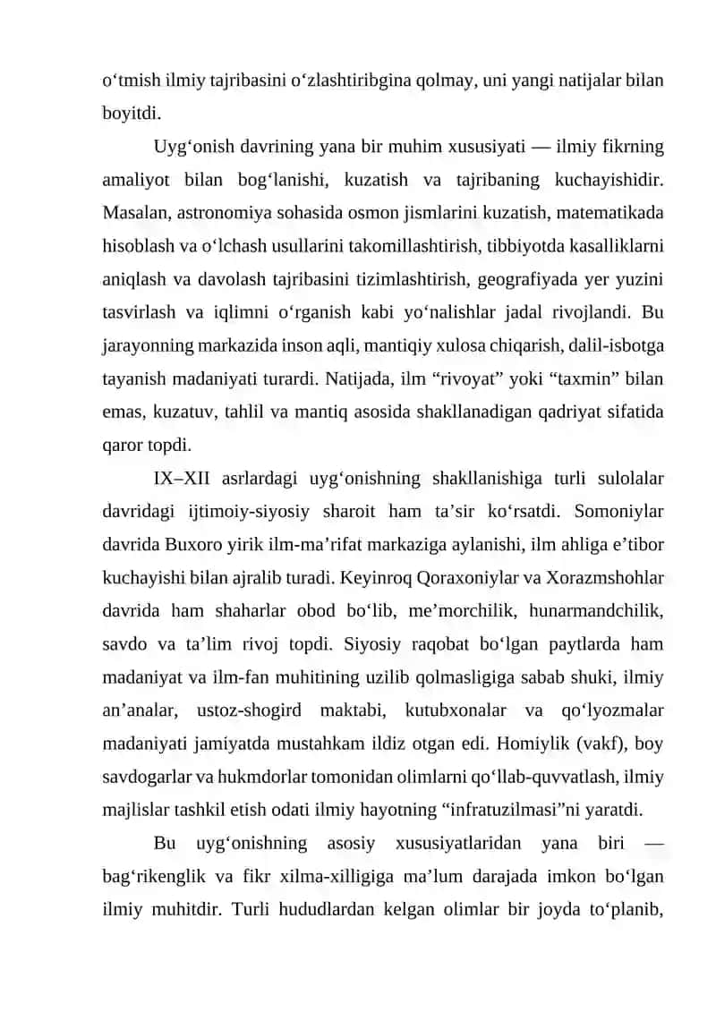 IX-XII asrlarda mamlakatimiz hududida ro‘y bergan madaniy uyg‘onish(Renessans) 3