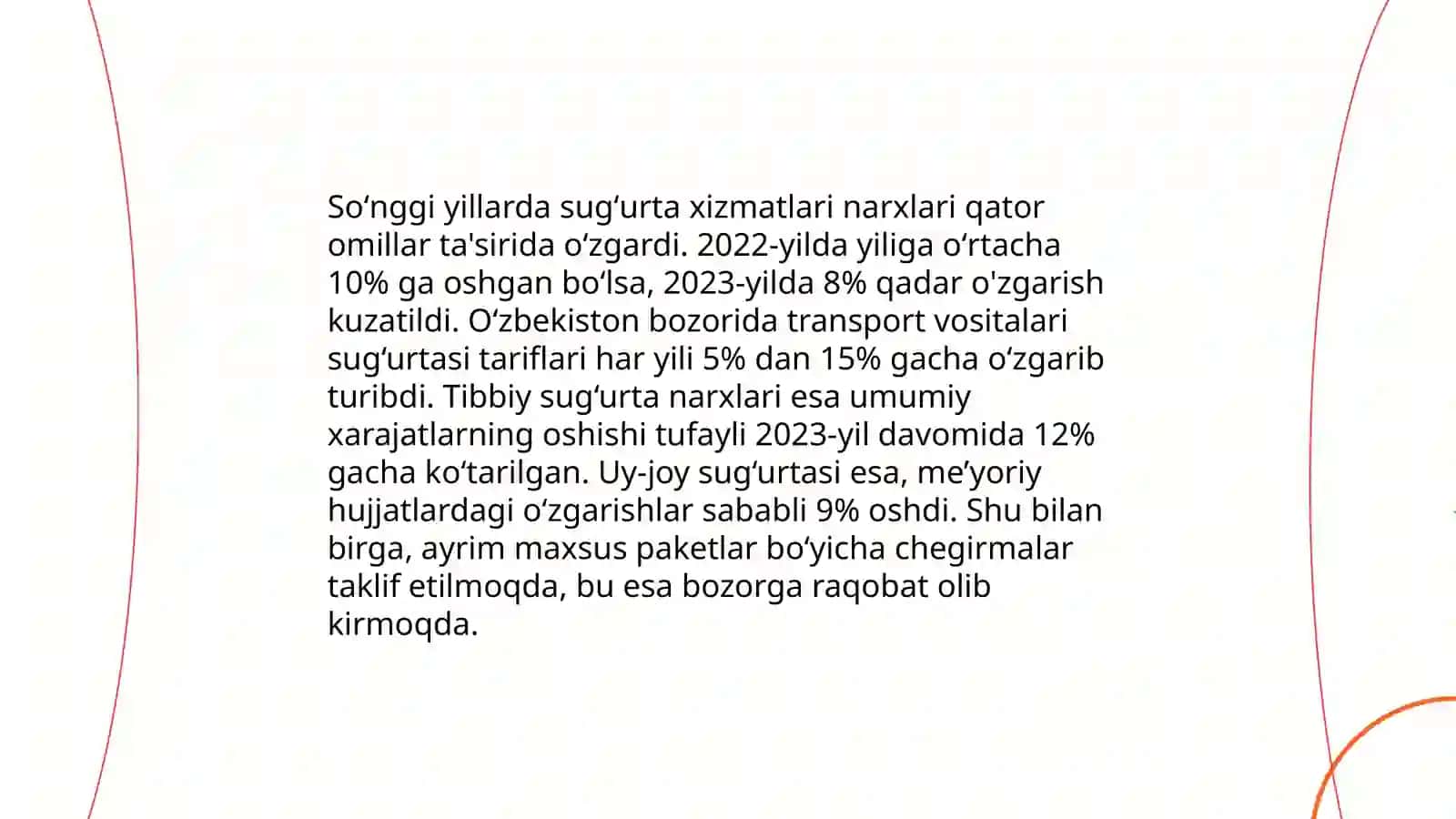 Sugʻurta va moliyaviy xizmatlarning narxlari boʻyicha tahlili 3