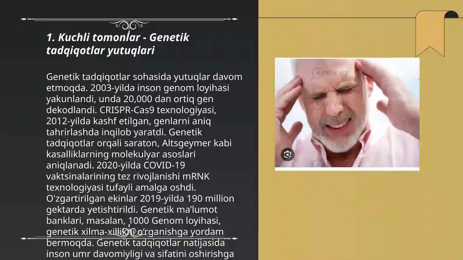 Nasldan-naslga o'tadigan kasalliklar SWOT tahlil 3