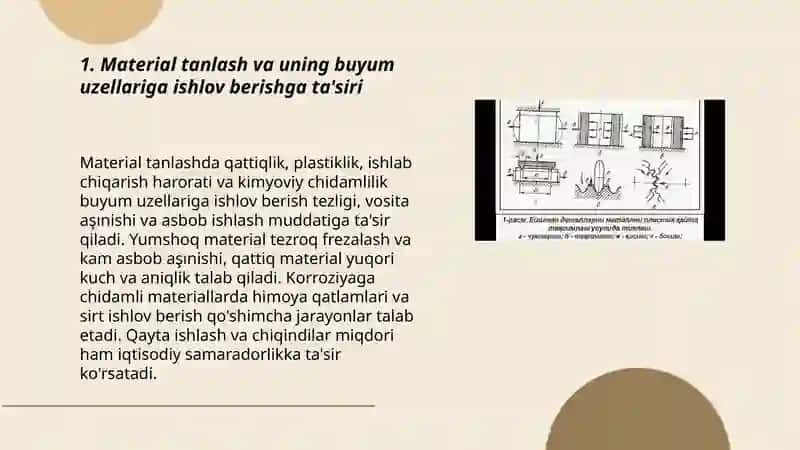 Material tanlash va uning buyum uzellariga ishlov berishga ta'siri 3