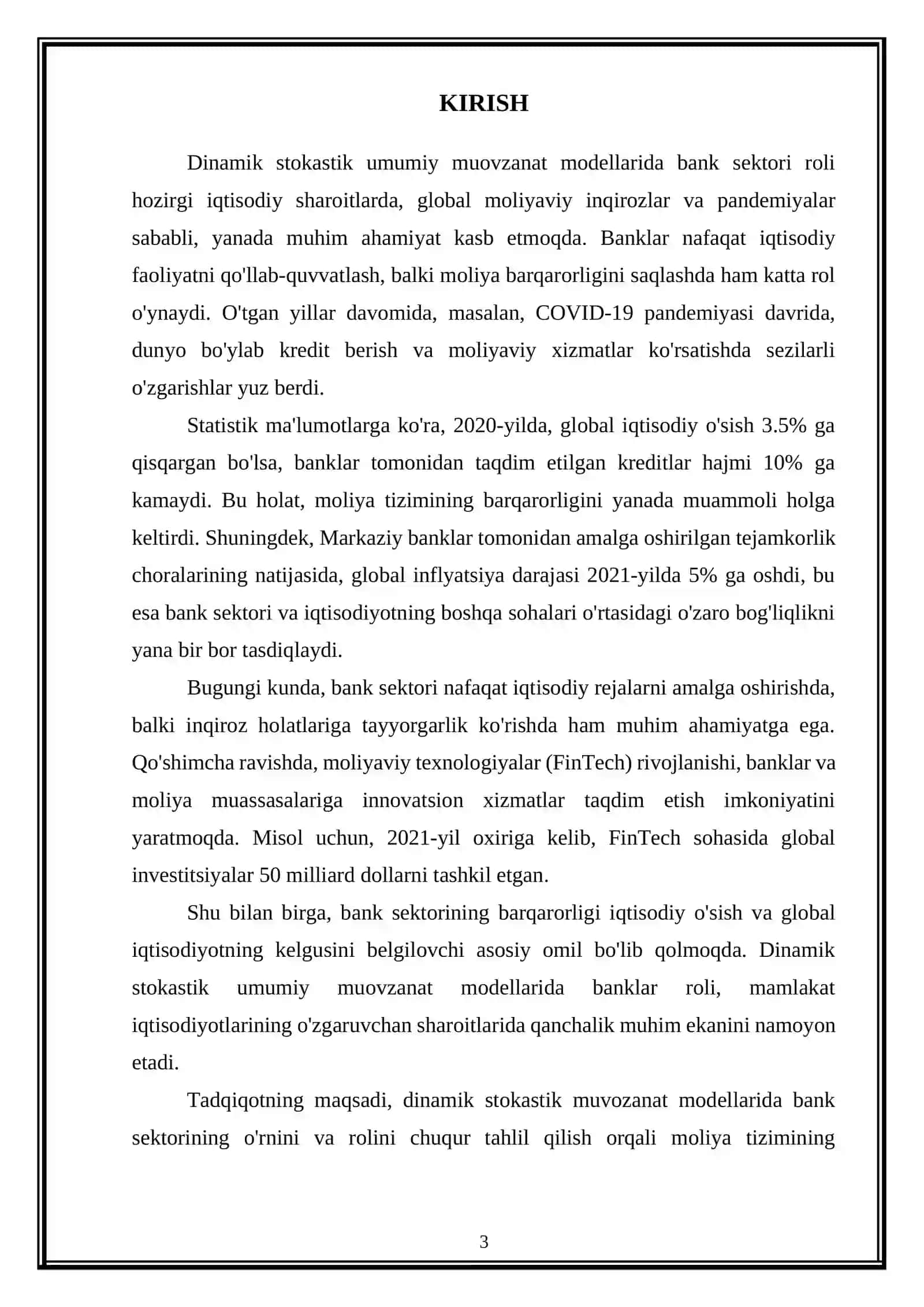 Dinamik stokastik umumiy muovzanat modellarida bank sektori roli 3
