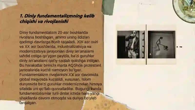 Diniy fashizim, ekstremizm,  foʻndamentalizm, radikalizm va terrorizmning tarixi haqida ularning xavfsizlikka taxdidi 3