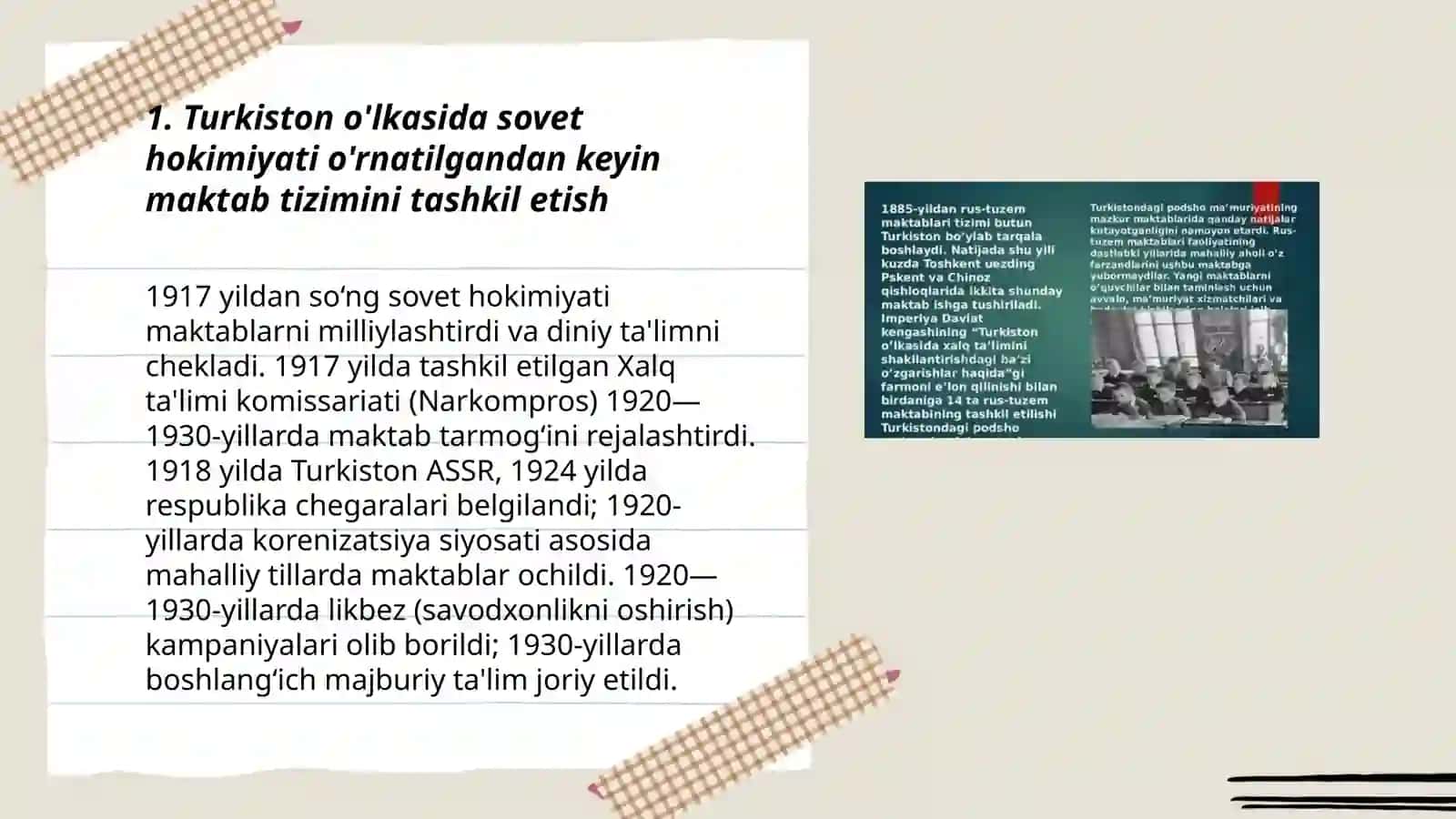 Turkiston ölkasida va sovet tizimi davrida maktab va talim tizimi 3