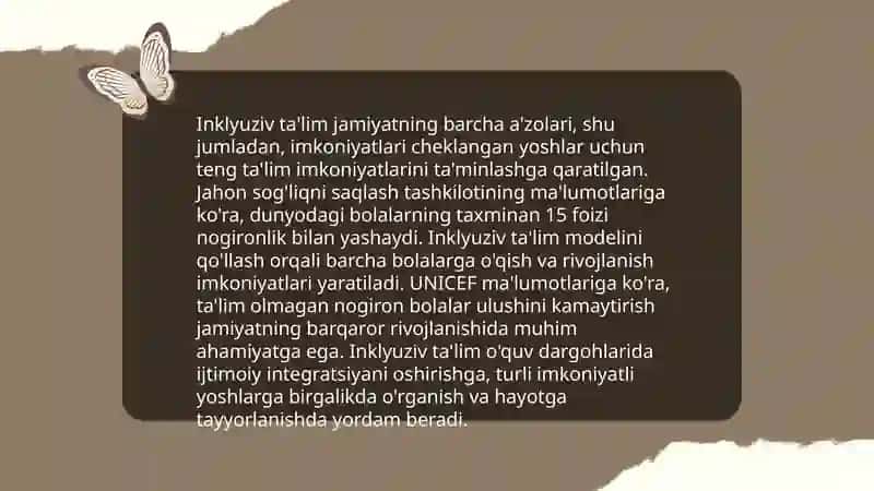 Oʻzbekistonda imkoniyati cheklangan bolalar uchun inklyuziv taʼlim 3