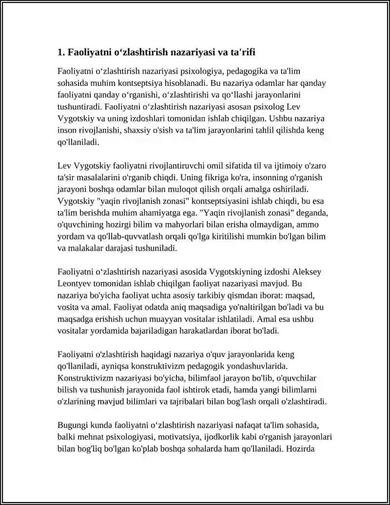 FAOLIYATNI OʻZLASHTIRILISHI VA MALAKALARINI EGALLASH 3