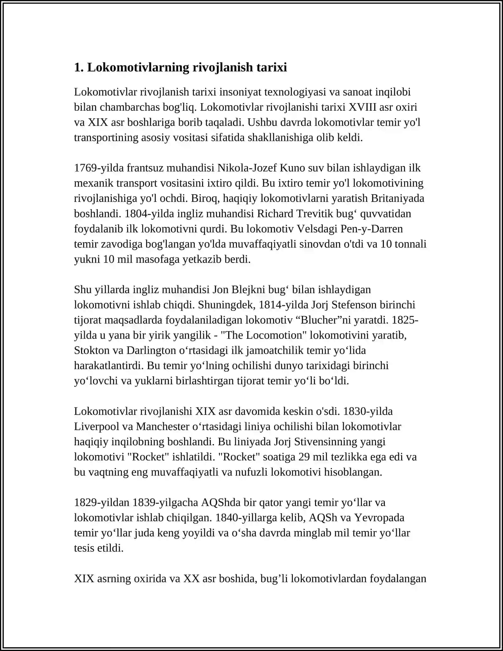 LOKOMATIV TORTISH ASOSLARI FANIDAN REFERAT 3
