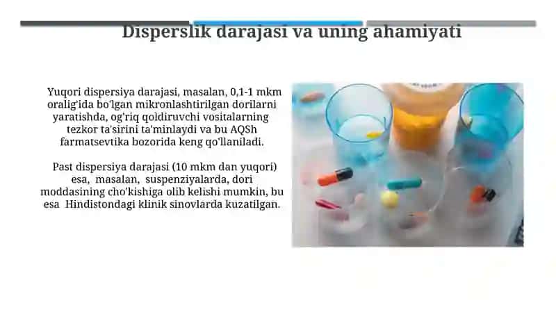 Dag'al dispers sistemalarning xossalari va ularni tibbiyot va farmakalogiyada ishlatilishi 3