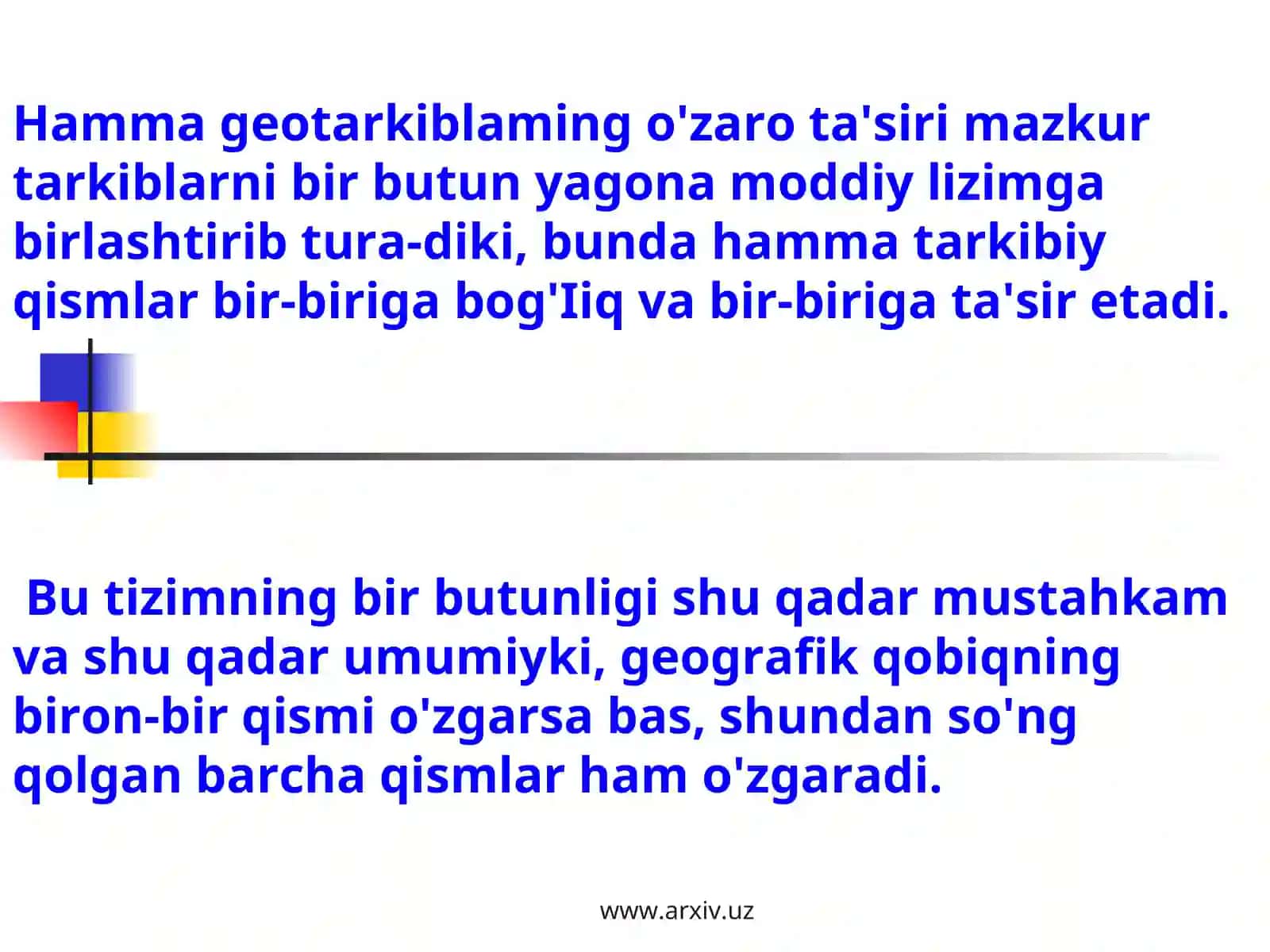 Geografik qobiqning yaxlitligi va bir butimligi 3